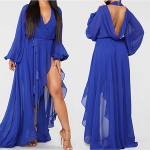 Royal Blue Chiffon Maxi Dress